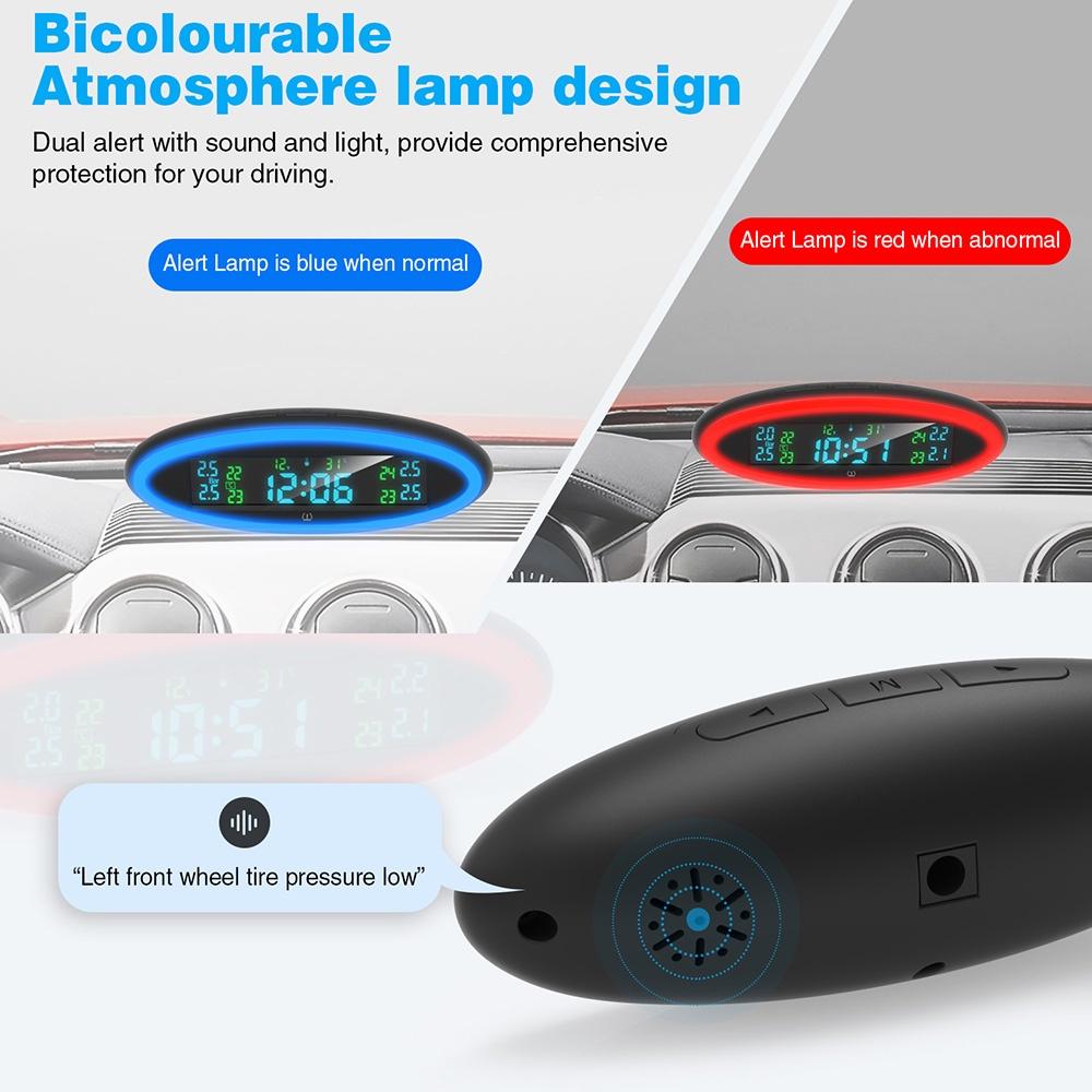 Bộ 4 cảm biến áp suất lốp xe hơi TPMS USB ACC OBD Mini có đèn LED