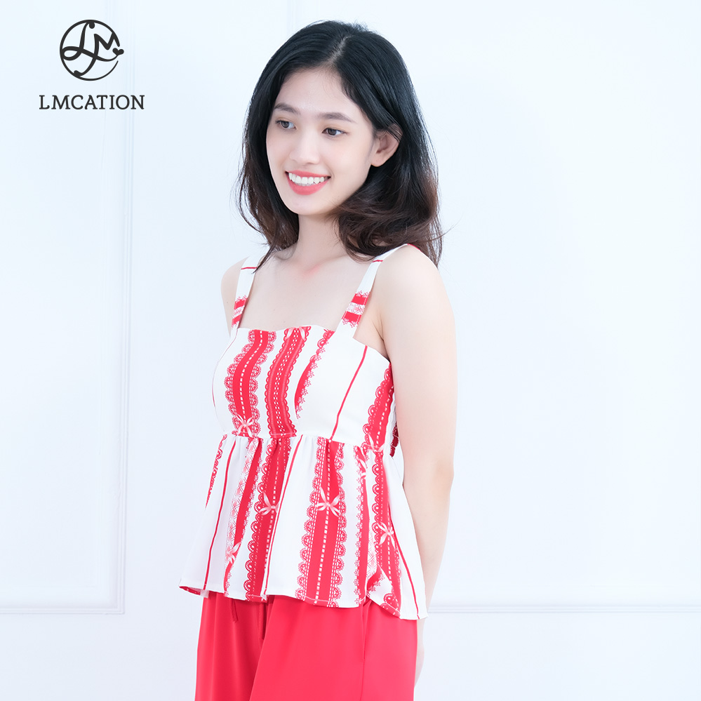 Áo dây mặc nhà LMcation Clara - Sọc Nơ Đỏ