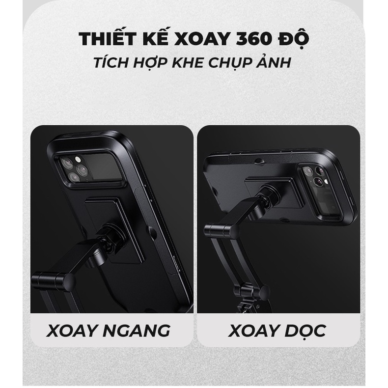 Giá Đỡ Điện Thoại Xe Máy Thông Minh Chống Nước Xoay 360 Độ - Kệ Để Điện Thoại Gắn Xe Máy Xoay 360 Độ Dễ Dàng Lắp Đặt