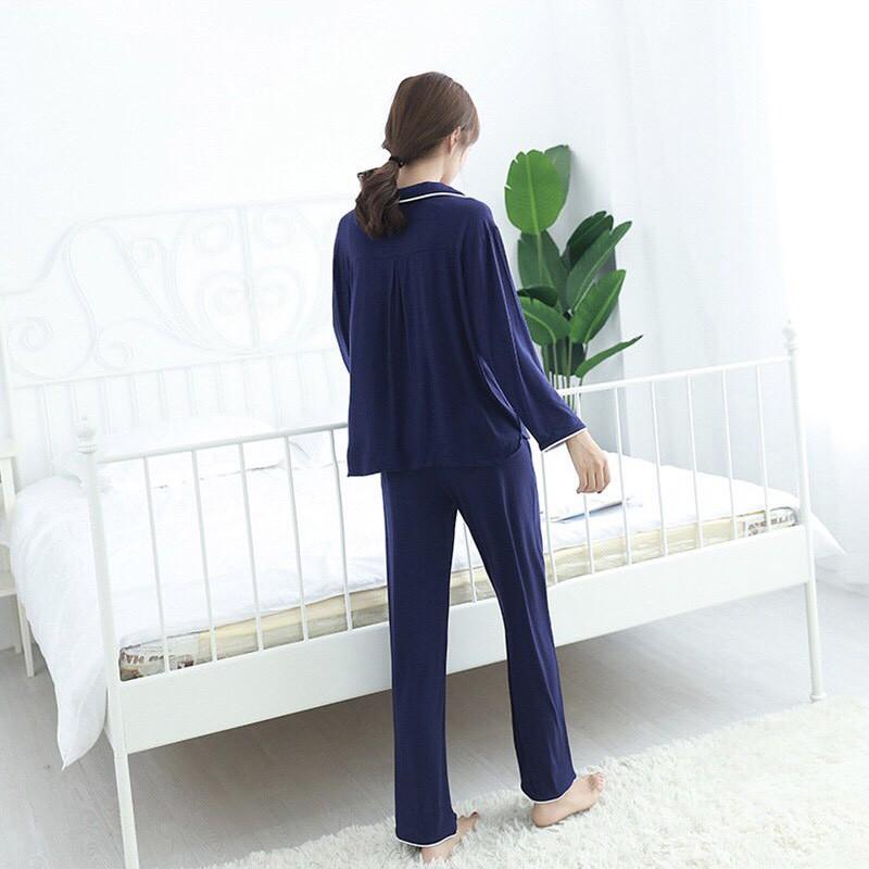 Bộ pyjama nữ vải thun modal mềm mịn viền trắng (C337)