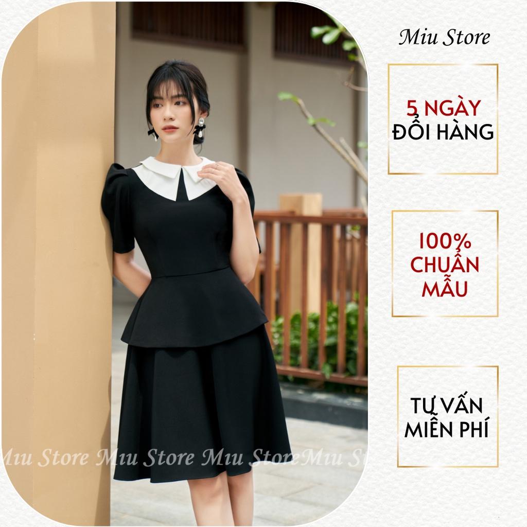 D00590 - Đầm White Collar dáng xoè hàng thiết kế cao cấp Miu Store