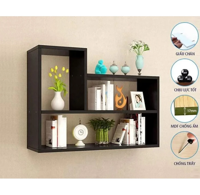 Combo 2 Kệ Gỗ Trang Trí Treo Tường Chữ L và Chữ U Tundo CTKT812 90cm x 62cm x 15cm