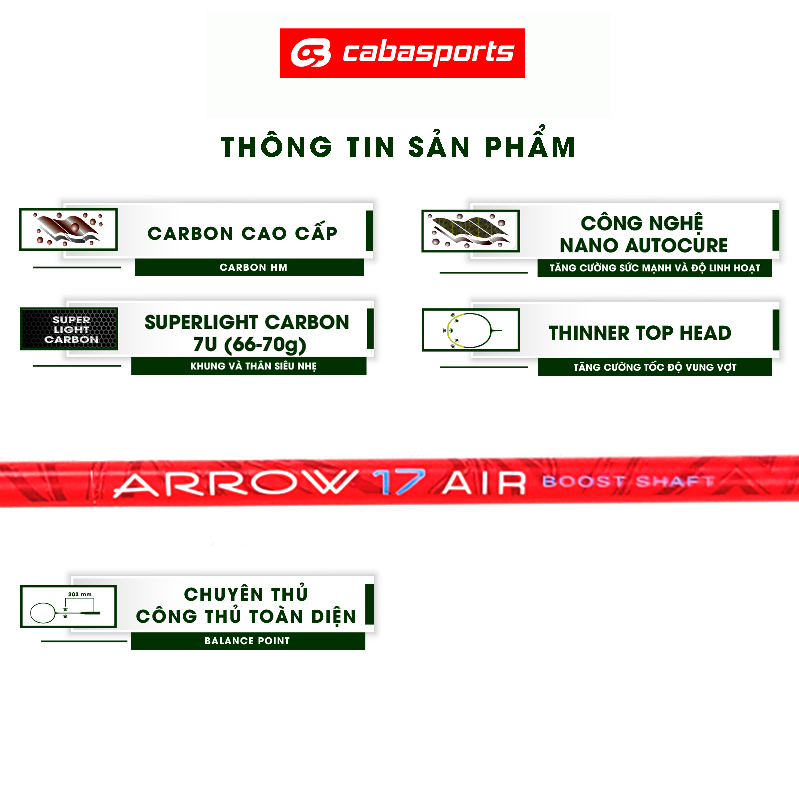 VỢT CẦU LÔNG ĐÃ ĐAN LƯỚI PROKENNEX ARROW 17 AIR 7U SIÊU NHẸ CHẤT LƯỢNG CHÍNH HÃNG (1 cây) - Tặng kèm quấn cán