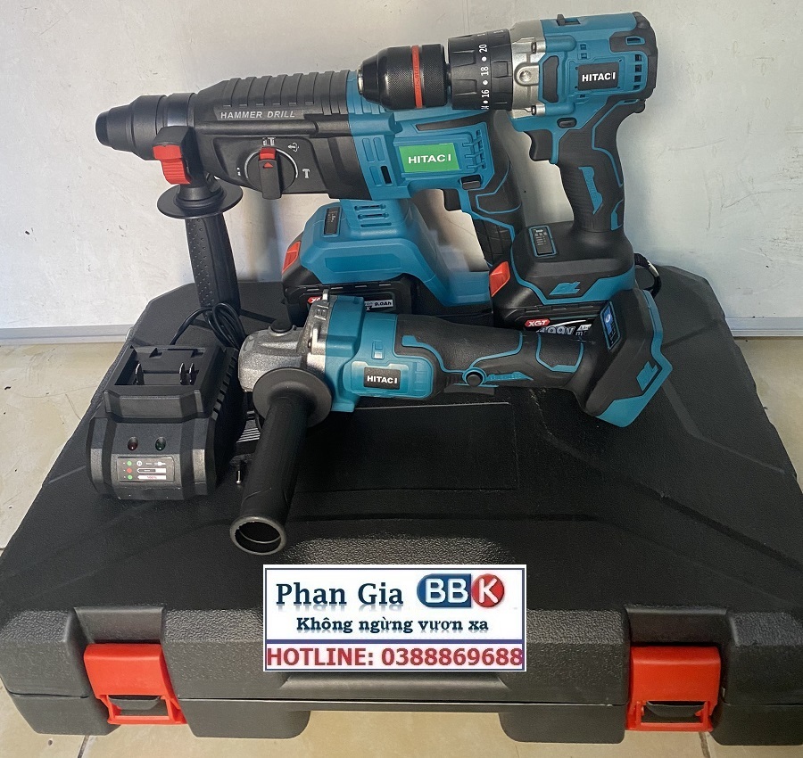 Bộ Combo Máy Khoan Đục Bê Tông, Máy Mài Và Máy Khoan Pin Dùng Pin 199V, 2 Pin 15Cell, Máy Khoan Siêu Khỏe, Siêu Bền