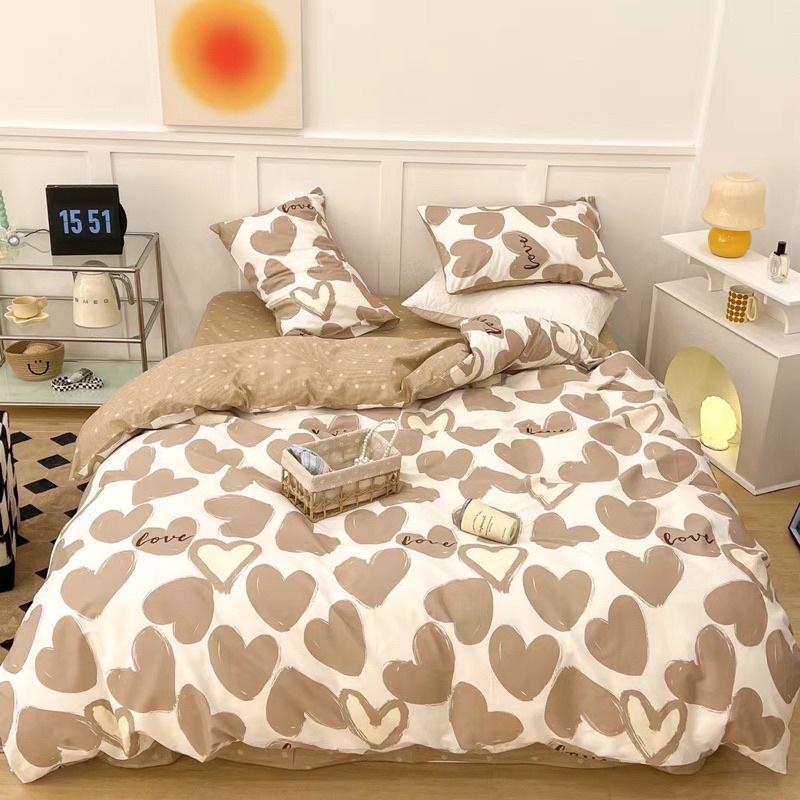 Set Cotton Living 100%cotton Hàng Nhập Khẩu Cao Cấp 4 Món Trái Tim  Nhỏ