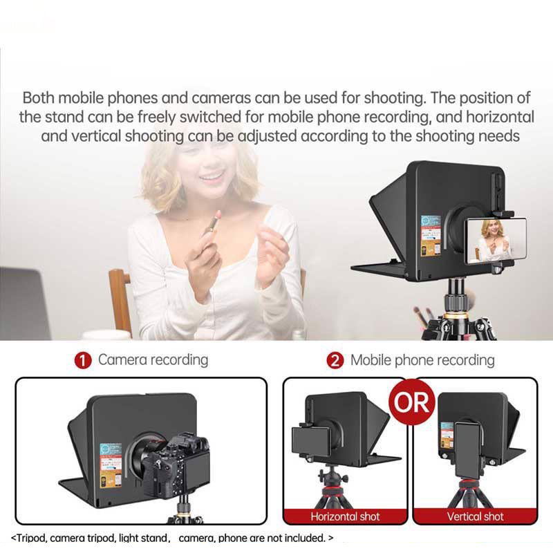 Lensgo Teleprompter TC7 - Máy Nhắc Chữ Mini Cho Biên Tập Viên, MC Truyền Hình, Kích Thước Nhỏ Gọn, Dùng Cho Điện Thoại, Máy Ảnh - Hàng Chính Hãng