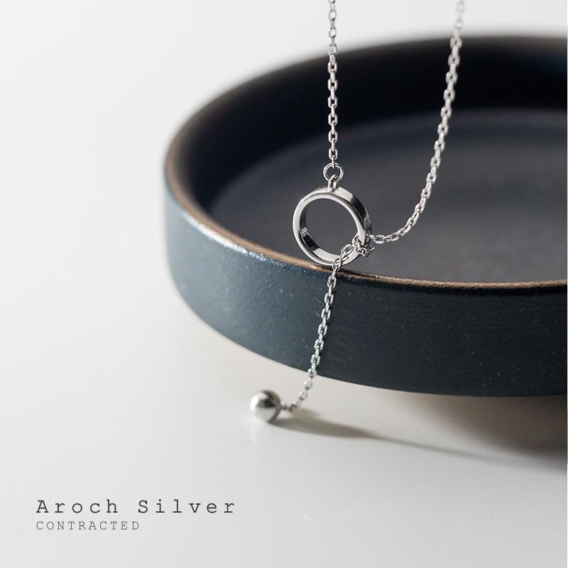 Dây chuyền bạc Ý s925 hình chữ Y thả bóng bi dài D5796 - AROCH Jewelry