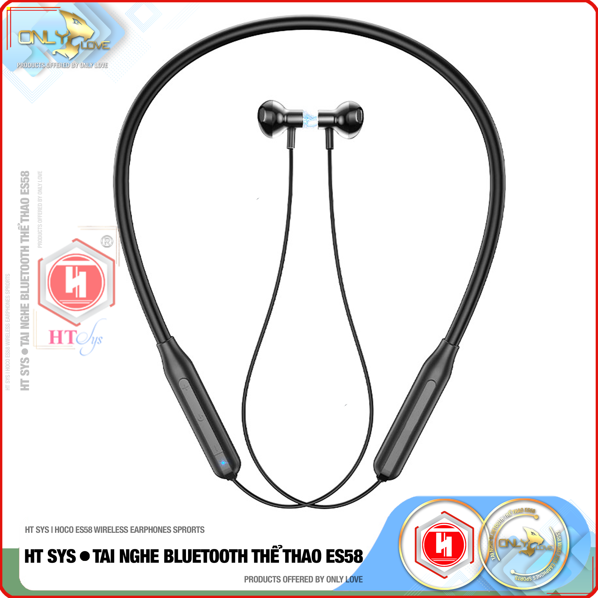 Tai Nghe Bluetooth Thể Thao HT SYS hoco ES58 Wireless Earphones  - Thời Gian Đàm Thoại Và Nghe Nhạc 15H - Bluetooth V5.0 - Âm BASS Cực Hay - Tương Thích Tất Cả Dòng Máy - Hàng Nhập Khẩu