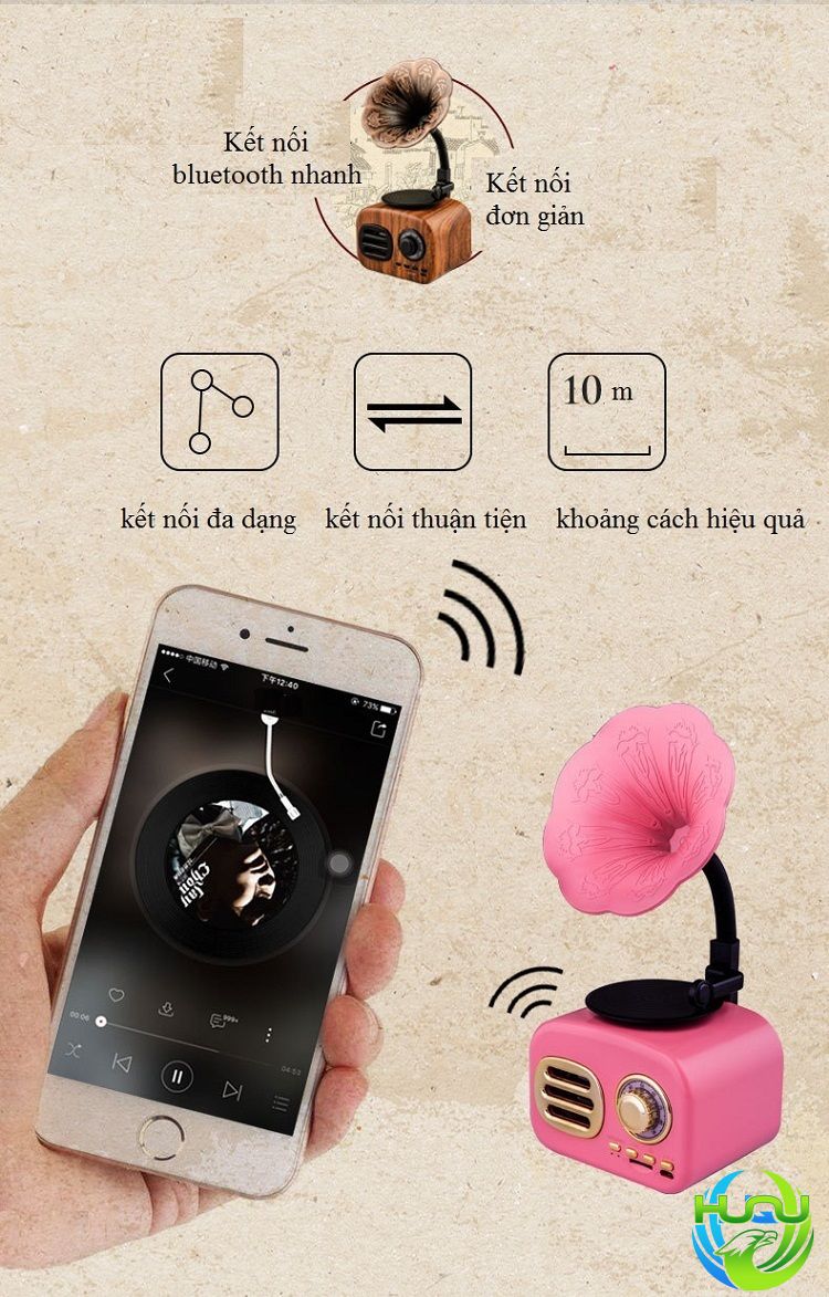 Loa Bluetooth Siêu Trầm Cổ Điển Sang Trọng HQ-05- Kết nối đơn giản