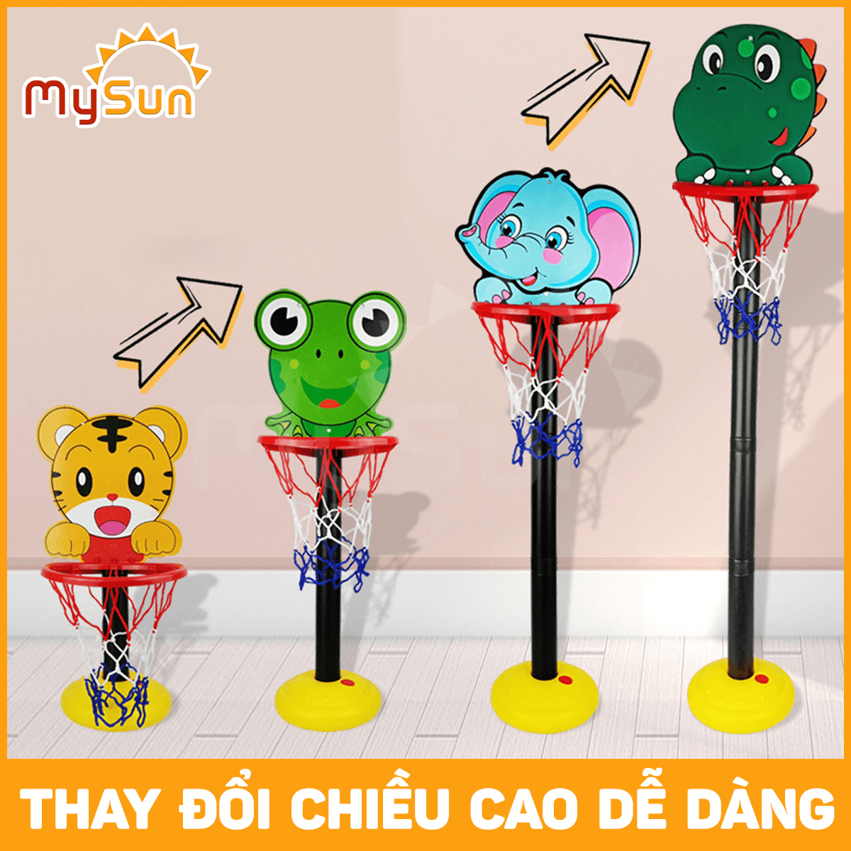 Đồ chơi bóng rổ mini treo tường cho bé trai vận động thể thao trong nhà ngoài trời MySun