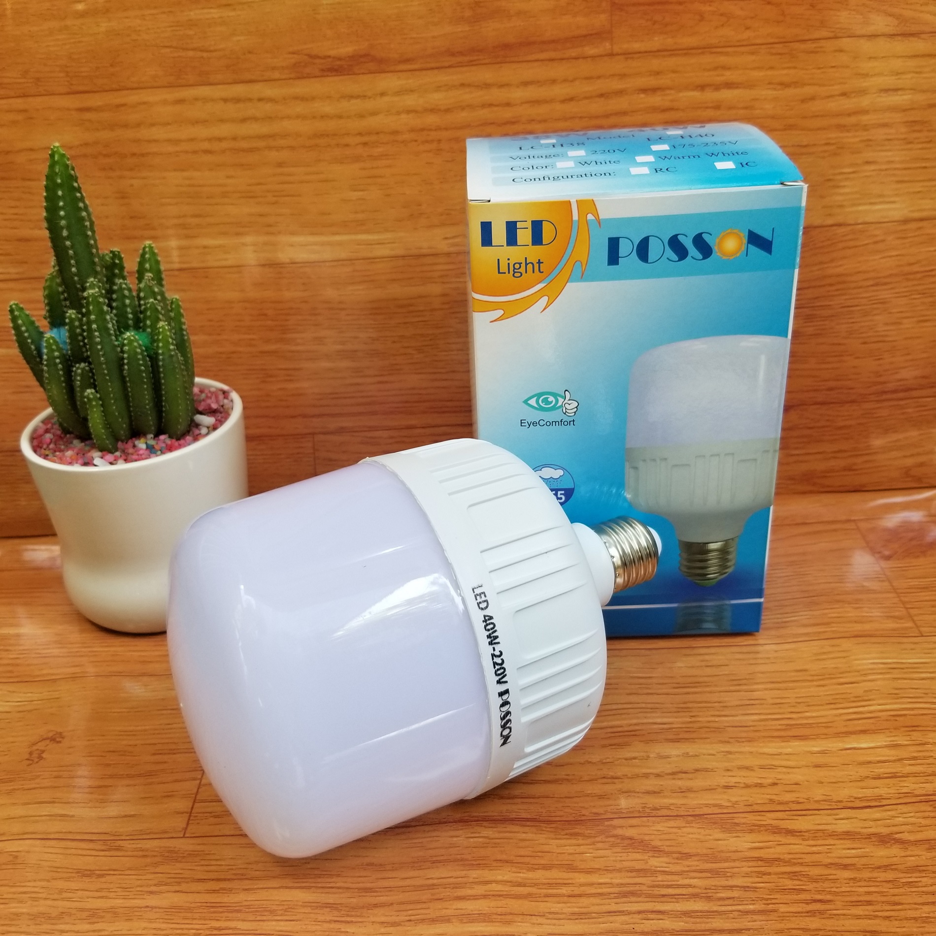 10 Bóng đèn Led trụ 40w bup trụ T110 bulb siêu sáng tiết kiệm điện kín chống nước mưa Posson LC-40x
