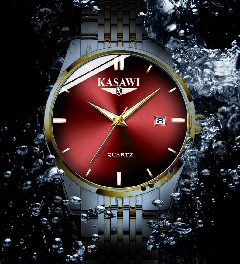 Đồng hồ nam KASAWI K02 Lịch ngày sang trọng doanh nhân 2020 dây hợp kim thép không gỉ