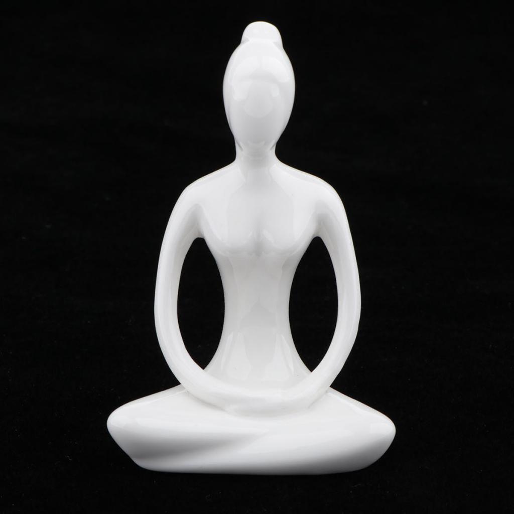 2X Ceramic Yoga Figure Ornament Statue Sculpture Zen Garden Desk Decor Style-03