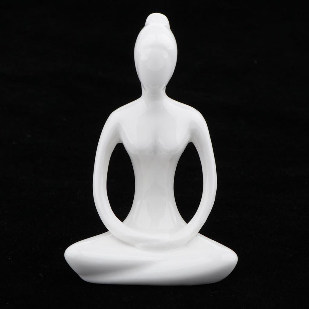 2X Ceramic Yoga Figure Ornament Statue Sculpture  Garden  Desk 03