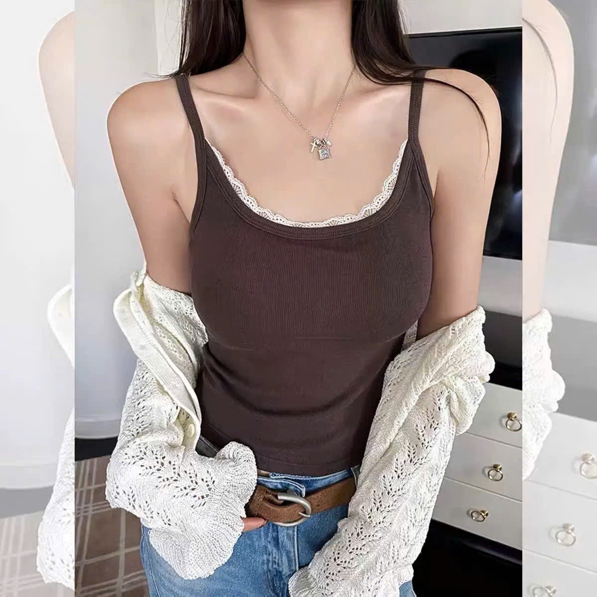 ÁO BRA REN ÁO HAI DÂY ÁO YẾM QUYẾN RŨ CÓ ĐỆM NGỰC PHONG CÁCH NGỌT NGÀO DƯỚI 60KG DÀNH CHO NỮ