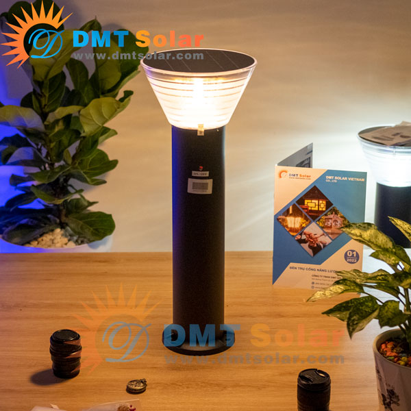 Đèn trụ sân vườn trụ tròn cao 60cm năng lượng mặt trời DMT-TS06D