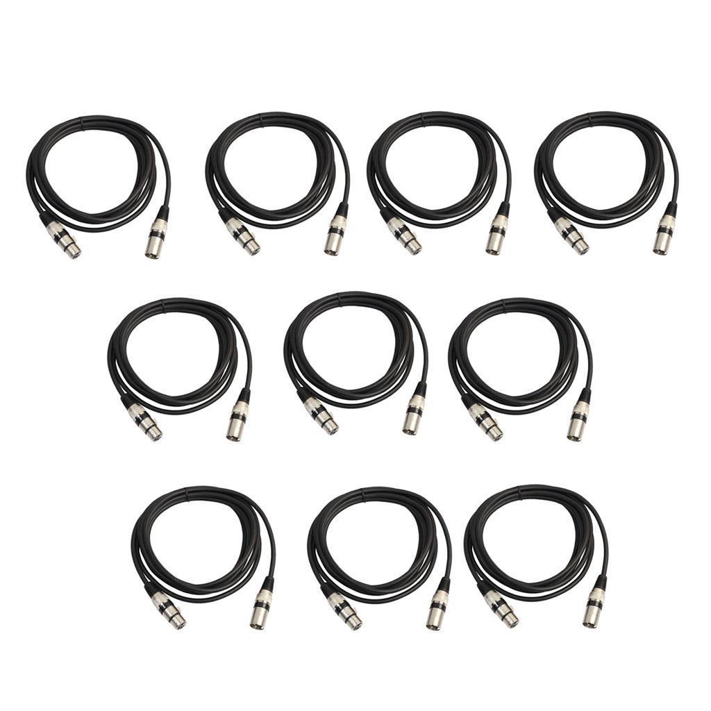 10pcs Beautiful and Durable DMX Signal Cable XLR Male to Female Cable 9.84ft