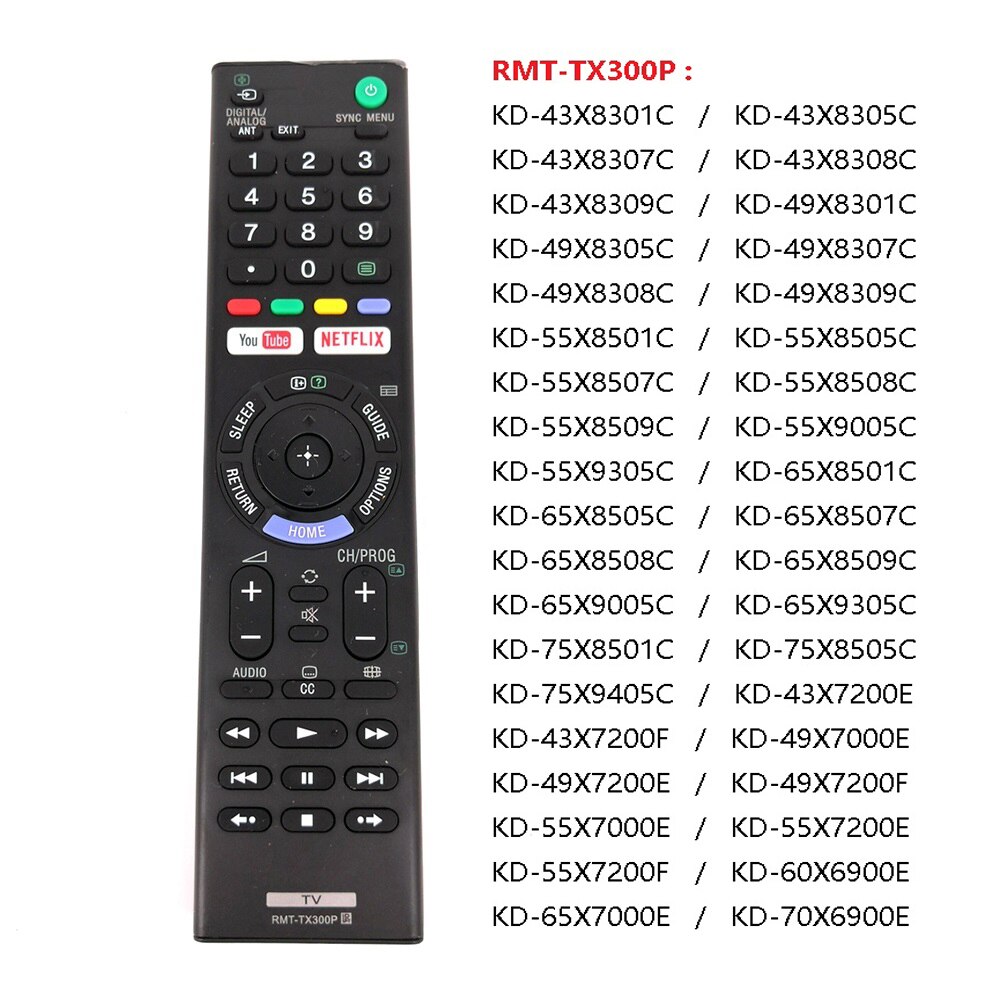 Remote điều khiển tivi dành cho Sony smart thông minh thông dụng nhất RMT-TX300P - Hàng nhập khẩu