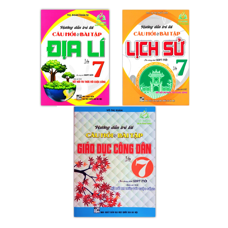 Sách - Combo Hướng Dẫn Trả Lời Câu Hỏi &amp; Bài Tập Lớp 7: Giáo Dục Công Dân + Lịch Sử + Địa Lí (Bám Sát SGK Kết Nối Tri Thức)