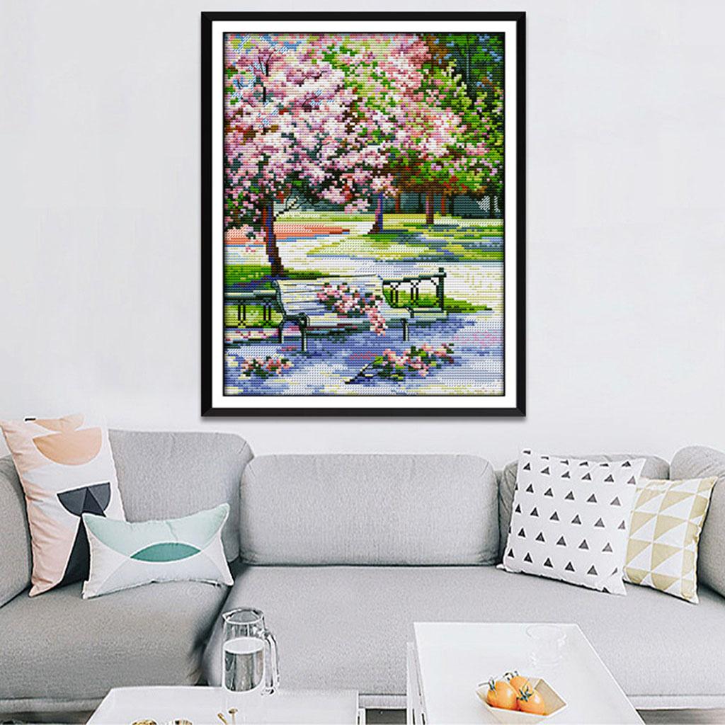 Embroidery Cross Stitch Kits Pre-Printed Pattern Needlework - Spring Scene