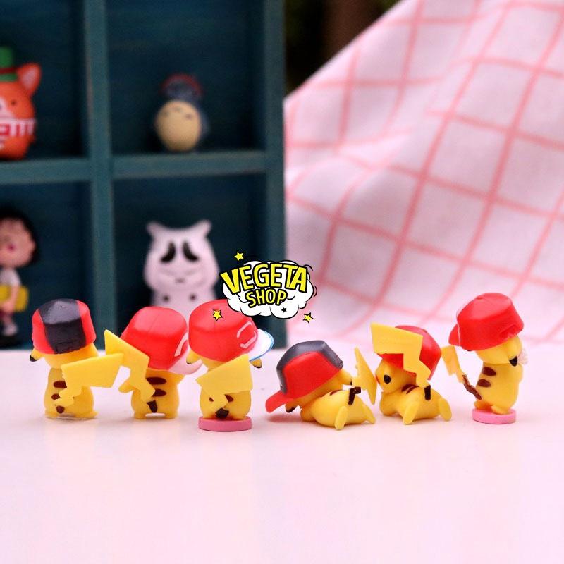 Mô hình Pikachu - Trọn bộ 6 mô hình Pikachu đội mũ cực dễ thương - Cao khoảng 3~5cm