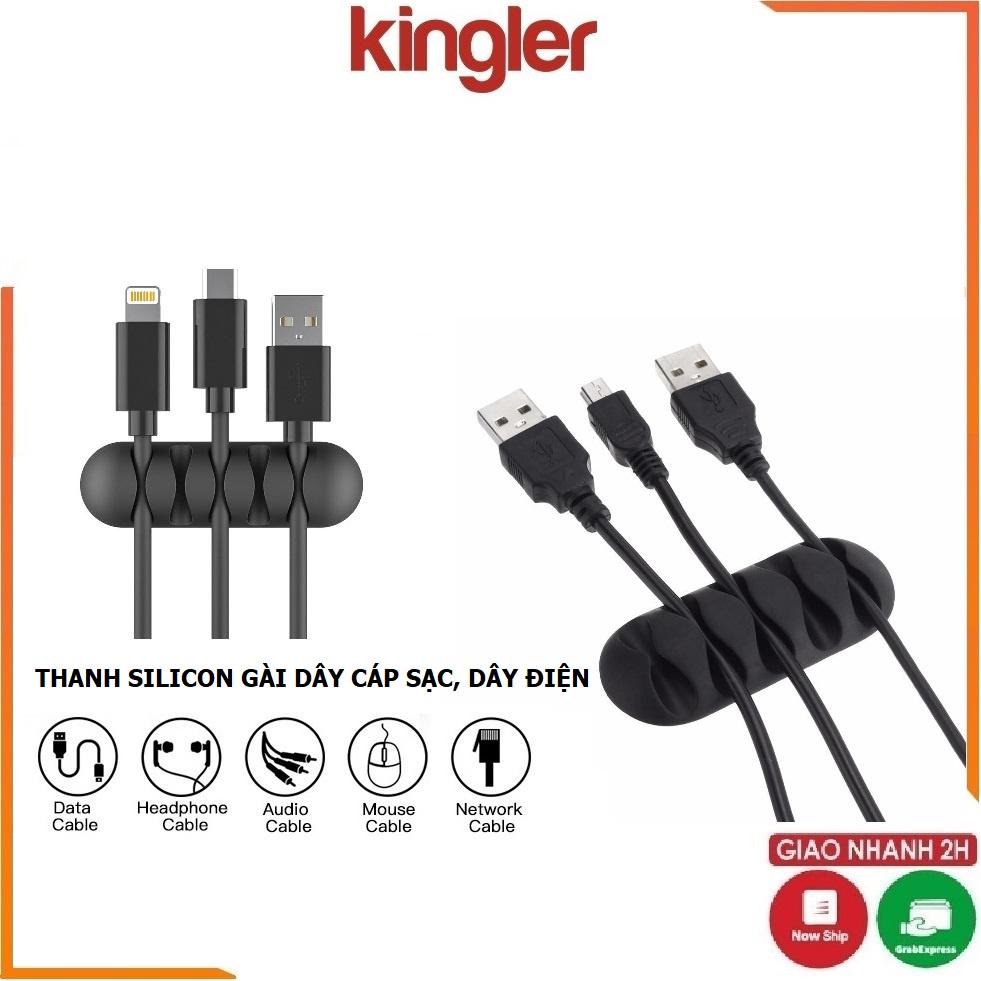 Thanh Silicon 5 Lỗ Kẹp Dán Cố Định Dây Cáp Sạc, Dây Điện, Tai Nghe Nhỏ Gọn, Tiện Dụng, Sắp Xếp Gọn Gàng Cho Bàn Làm Việc - Kingler 5679