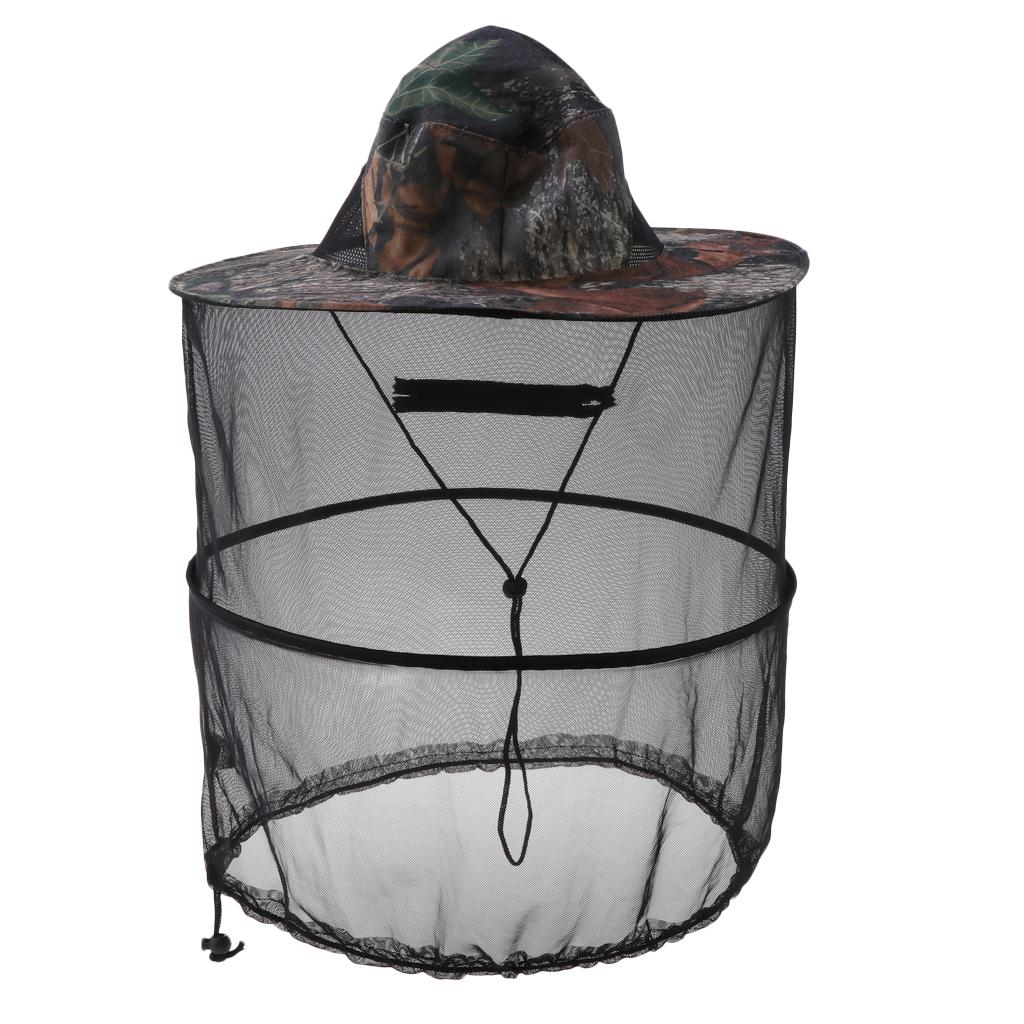 Outdoor Camping Mosquito Head Net Hat Cap Mesh Face Mask Beekeeper