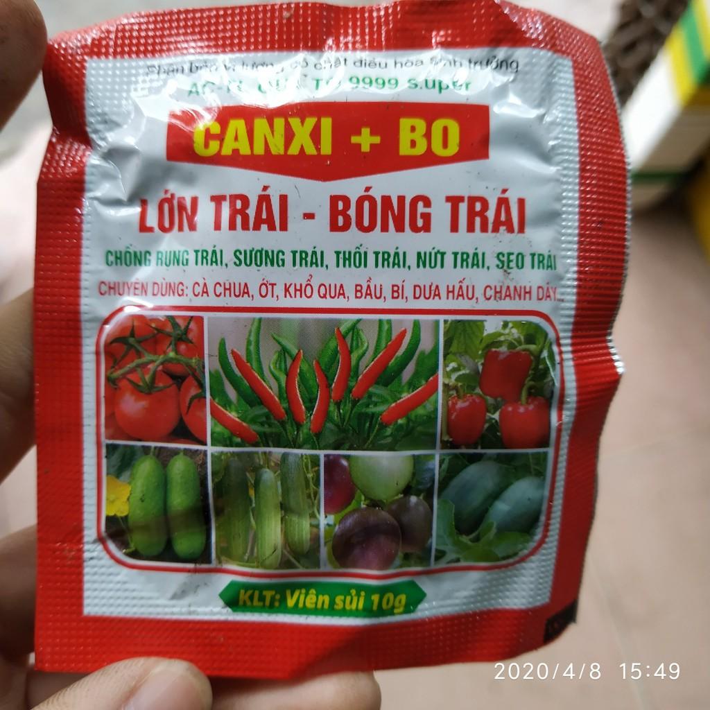 10 gói Phân bón Canxi-Bo viên sủi 10g -giúp lớn trái, bóng trái, chống rụng trái nứt trái.