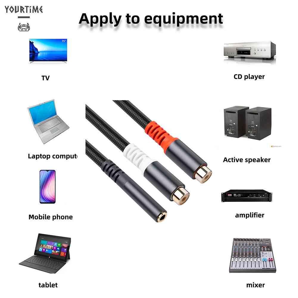 Cáp ChuyểN ĐổI Âm Thanh RCA 1 Sang 2-0.3m 3.5mm Chuyên DụNg