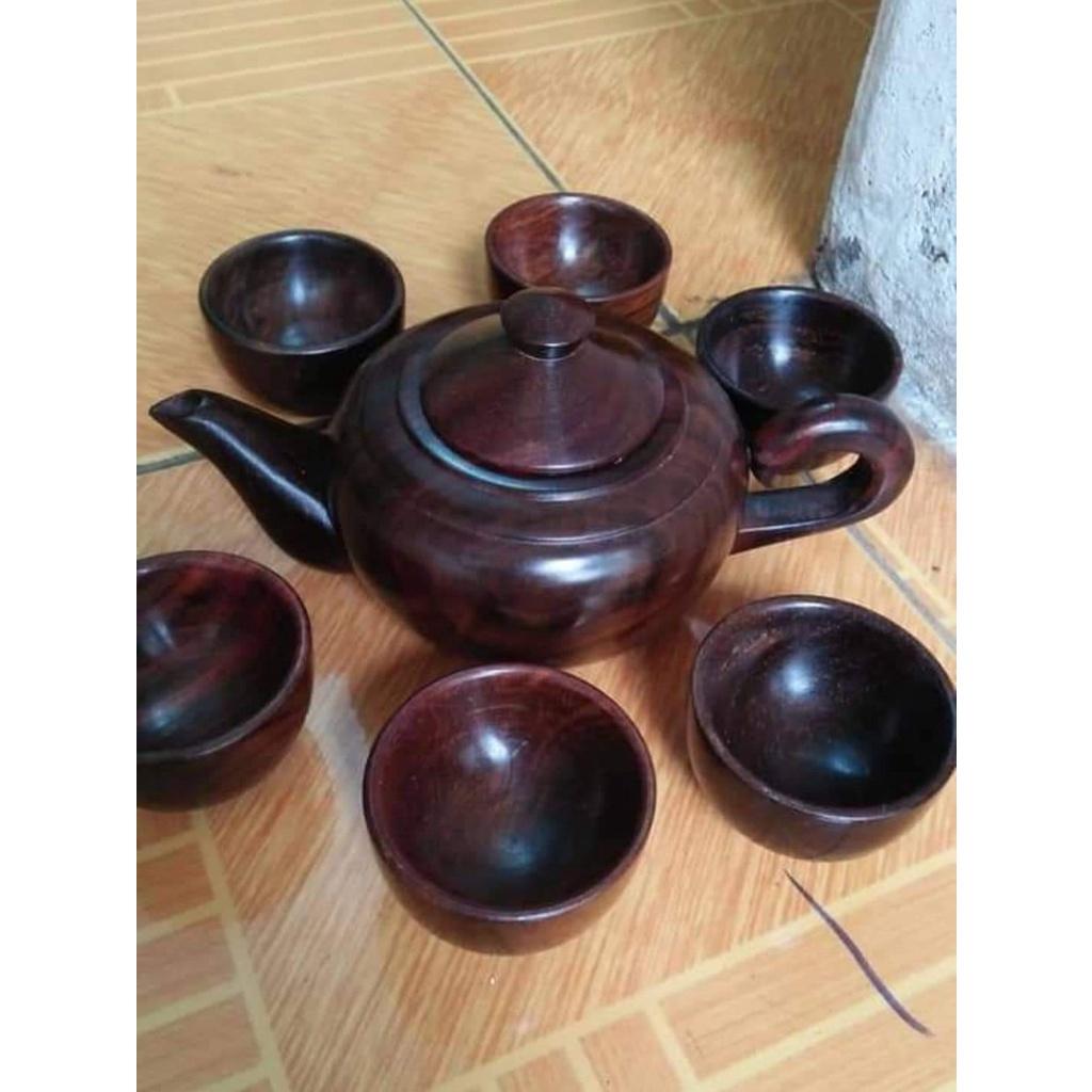Bộ ấm chén bằng gỗ trắc nguyên khối