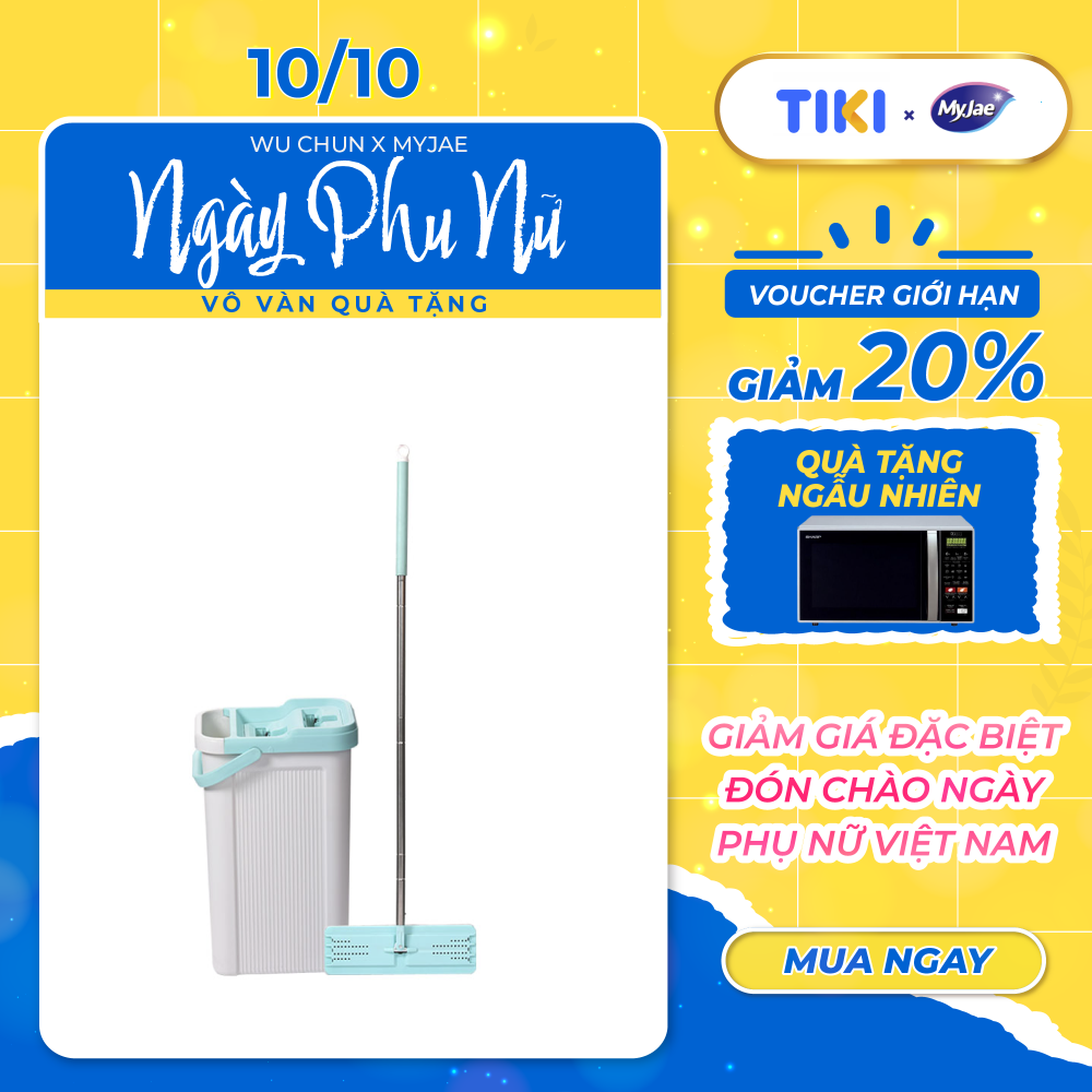 Bộ Lau Nhà MyJae Đài Loan Sợi Fiber Xoay 360 Độ Thông Minh 125cm