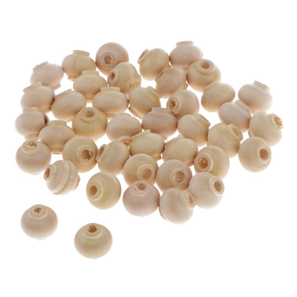 40Pcs Lantern Shape Wooden Beads for Jewelry Making, Macrame Supplies Beads, Wood Loose Beads for Bracelets & Necklace Projects