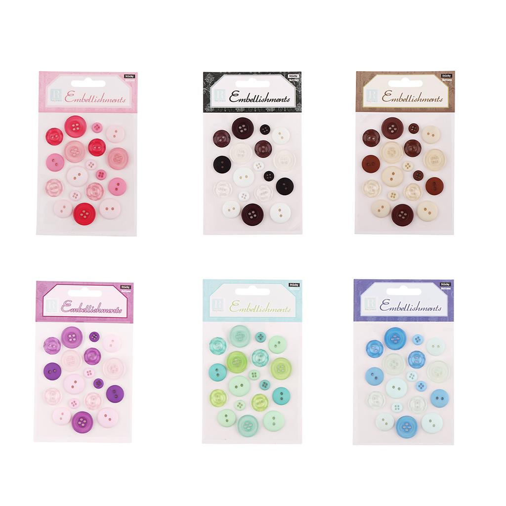 18x self adhesive assorted resin fastener button for DIY craft