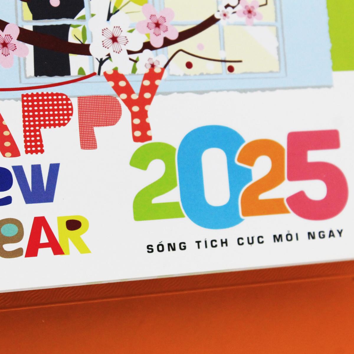 Lịch Bàn Đứng 2025 - Sống Tích Cực Mỗi Ngày - Văn Lang VL-LB09 - Đế Màu Cam