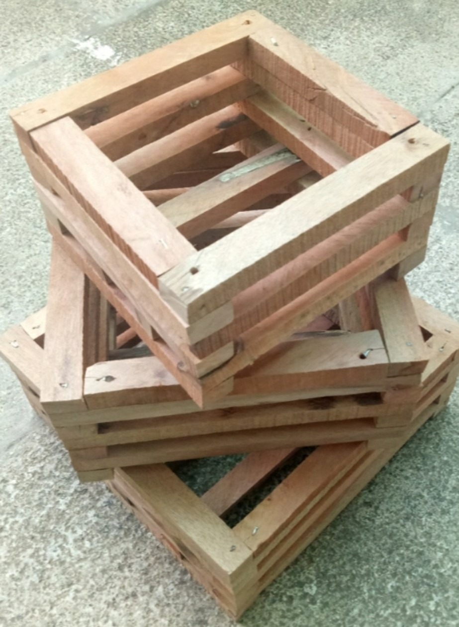 Combo ba Chậu gỗ trồng lan hình vuông