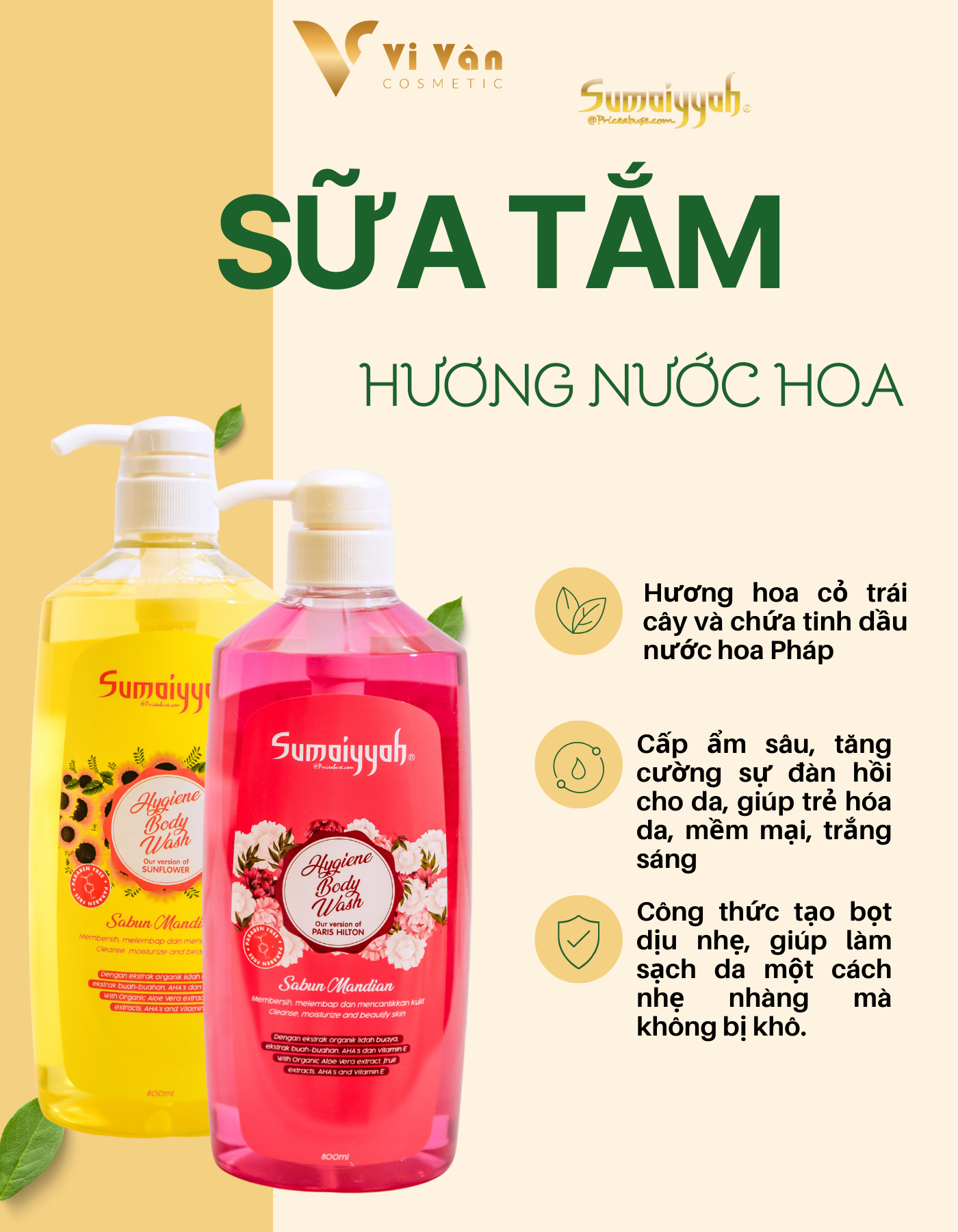 Sữa Tắm Hương Nước Hoa 24G SUMAIYYAH HYGIENE BODY WASH 800ML I Dạng GeL Tắm Hữu Cơ ,Cấp Ẩm và Trắng Da