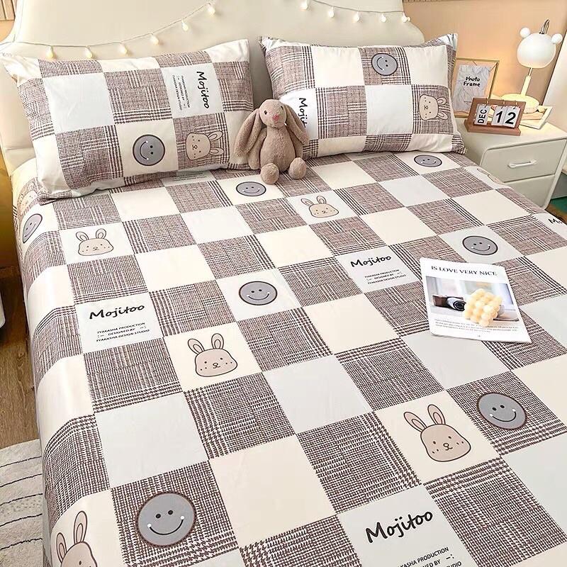 Ga Gối Cotton 100% Hàng Nhập Khẩu 3 Món Thỏ Hồng dành cho bé gái