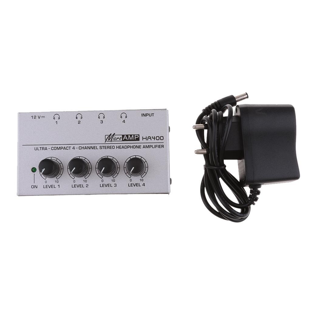 Audio Amplifier Compact 4-channel Stereo Headphone EU Plug