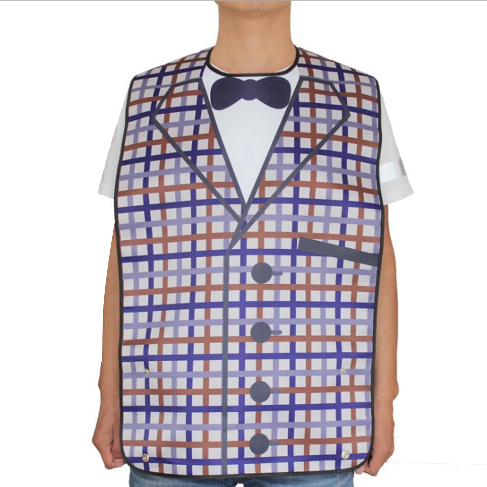 2X Adult PVC Printing Cotton Cloth Adjustable Bib for Men Patients