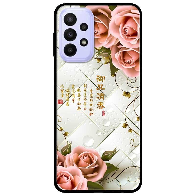 Ốp lưng dành cho Samsung A23 4G - A53 5G - A73 mẫu Hoa Hồng Nền Sọc Carô
