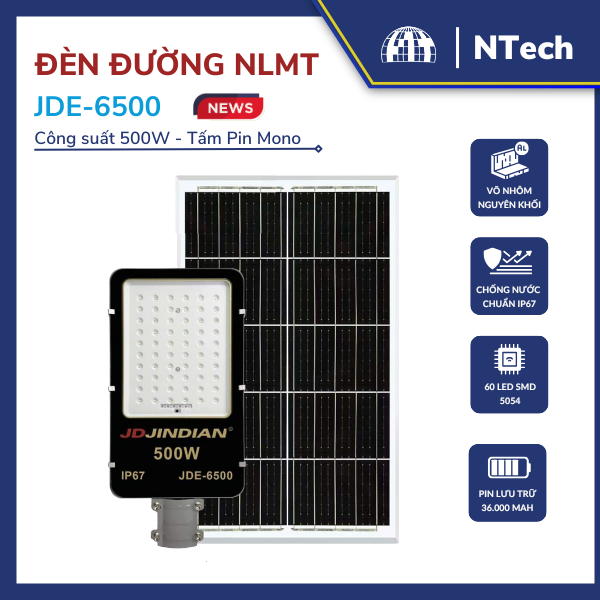 Đèn đường NLMT JDE6500 – 500W JINDIAN