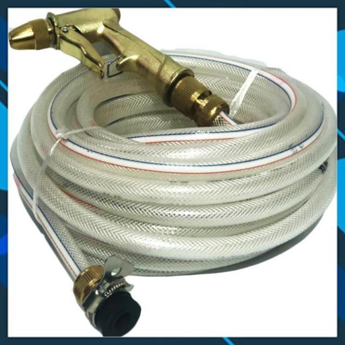 Vòi Xịt️ Bộ dây vòi xịt nước rửa xe, tưới cây , tăng áp 3 lần, loại 15m 206701-1 đầu đồng,cút đồng