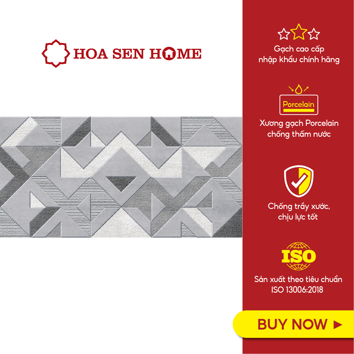Gạch men ốp tường LUSTRA INCEF0300600021D1 phủ men phủ Nano chống xước, chống thấm tốt, độ dày 9mm, kích thước 300mmx600mm - Hoa Sen Home - Hàng chính hãng (Viên)
