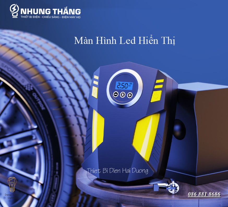 Bơm Lốp Ôtô,Xe Hơi Điện Tử Đa Năng ST-5002 - Chế Độ Tự Ngắt - Tích Hợp Đèn Led - Điện Áp 12V - Có Video