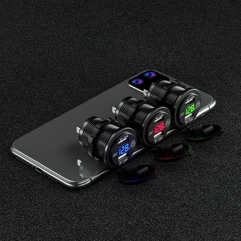 Dual USB Lighter Socket Car Charger Adapter With Touch Switch