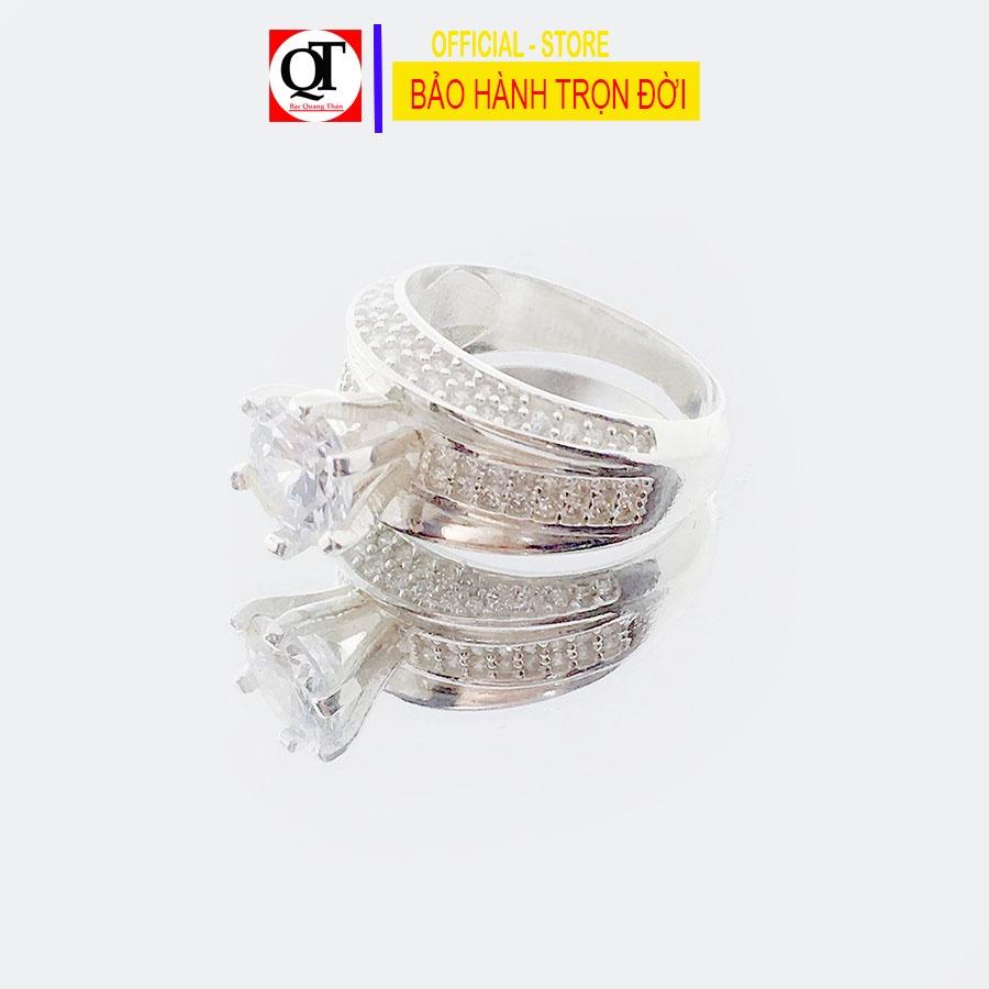 Nhẫn nữ bạc 925 ổ cao gắn kim cương nhân tạo phong cách hàn quốc trang sức Bạc Quang Thản-QTNU15