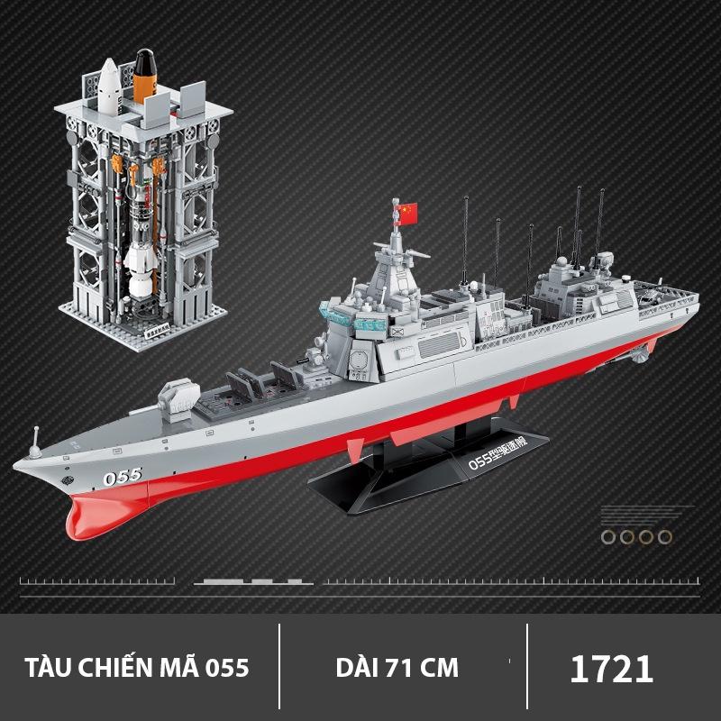 Đồ chơi Lắp ráp Tàu chiến hạm 055, Enlighten 23015 Warship, Xếp hình thông minh, Mô hình Thuyền chiến