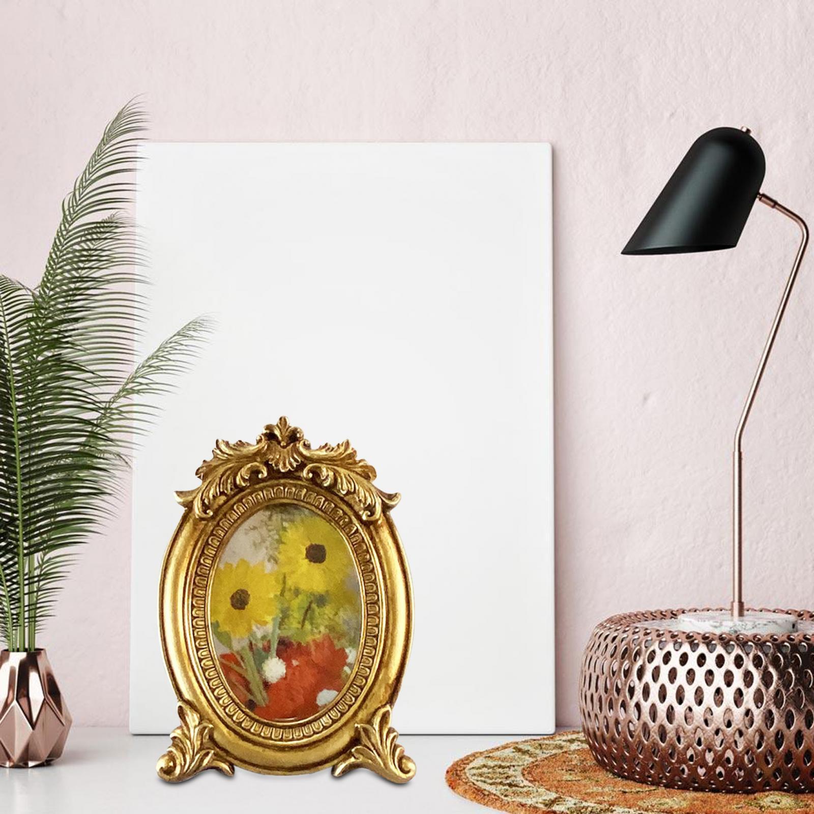 Picture Frame Card Display Holders Bookshelf Carved Floral Resin Photo Frame