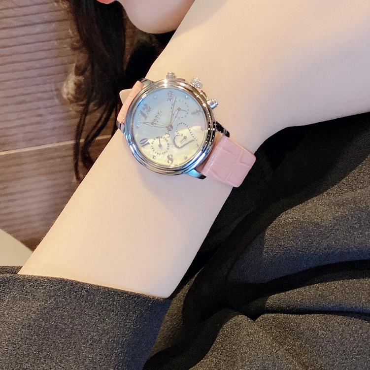 Đồng Hồ Nữ Chính Hãng Julius Cao Cấp Dây Da Chống Nước Kính Khoáng Mặt Tròn Đường Kính 35mm JA-844A
