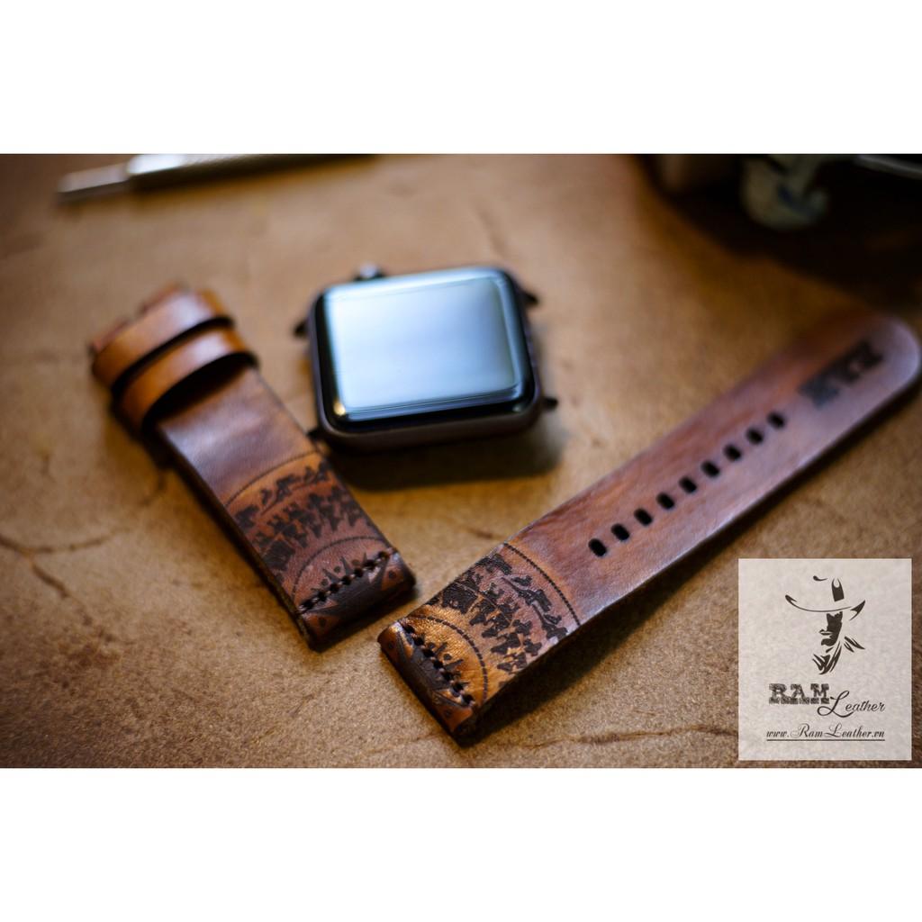 DÂY APPLE WATCH TRỐNG ĐỒNG VEGTAN LIGHT BROWN NÂU - RAM SIMPLE TRỐNG ĐỒNG - ĐỦ SIZE